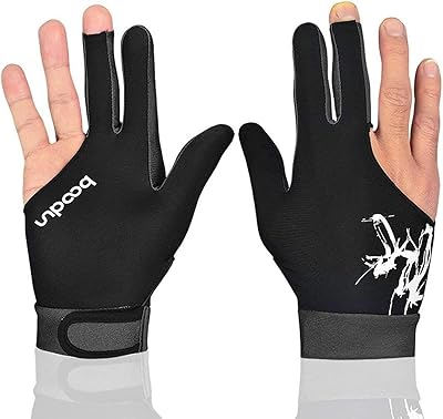 Gants de spectacle flexibles à trois doigts en lycra pour billard, billard, snooker