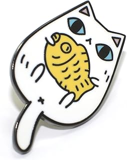 Épingle chat blanc noristudio taiyaki, petite, laiton nickel, petite, laiton nickel, pas or