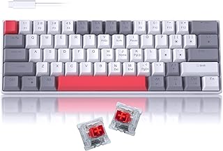 Clavier de jeu mécanique 60%, clavier de jeu gris et blanc avec touches