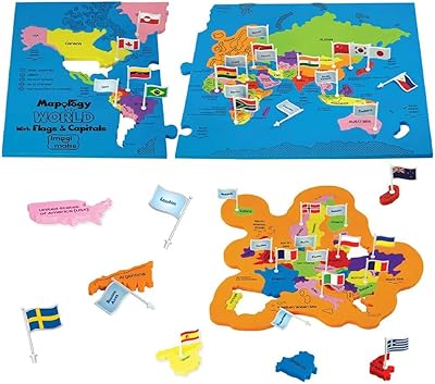 Imagmike : puzzle mapologie drapeaux et capitales du monde avec pièces en forme