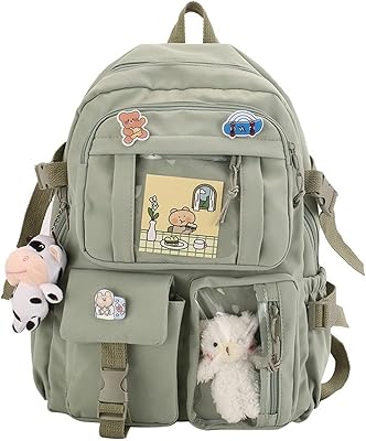Mignon sac à dos d'école kawaii avec collier de vache à lait