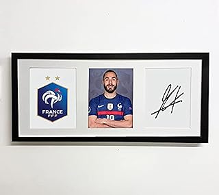 Affiche signée avec photo de karem benzema france euro 2020 avec cadre 50