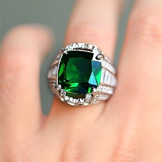 Bague en argent sterling 925 avec diamants incrustés d'émeraudes et de zircons cubiques