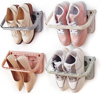 U-hoome organisateur de chaussures suspendu 4 pièces support de rangement mural pliable