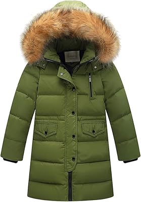 Veste d'hiver doudoune pour enfants filles, manteau long rembourré avec capuche en fourrure