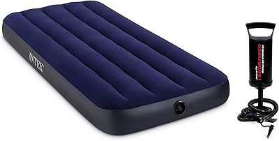 Lit simple gonflable intex air lock (bleu) avec pompe à air