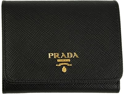 Nero 1mh176 portefeuille à trois volets en cuir saffiano noir taille