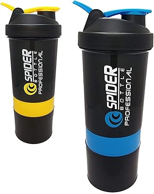 Bouteille shaker protéinée w.o.f.r. spider avec 2 compartiments supplémentaires pour la salle