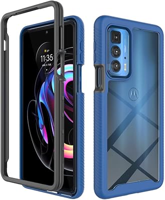 Coque motorola edge 20 pro, coque arrière transparente double couche antidérapante et antichoc