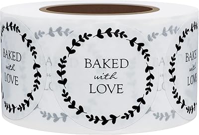 Autocollants hipsc baked with love avec couronne ronde de 1,5", total 500 autocollants
