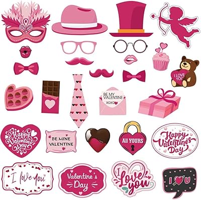 Ensemble d'accessoires pour photomaton pour la saint-valentin - 28 pièces de décorations