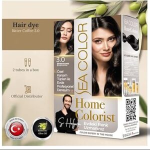 SEA COLOR \"HOME COLORIST\" - 3.0 BITTER COFFEE, ENSEMBLE DE TEINTURES CAPILLAIRES PROFESSIONNELLES
