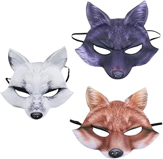 Toyvian 3 pièces masque d'halloween accessoires de fête eva demi-visage masque de renard