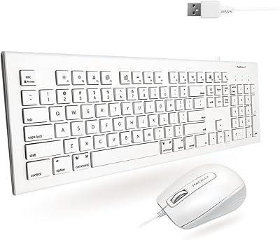 Mccally ensemble clavier et souris filaire usb 104 touches avec touches de raccourci apple pour mac, imac, macbook et pc windows (mickey combo), blanc. Diaytar : Qualité professionnelle, prix grand public