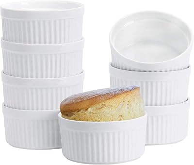 Ensemble de 8 plats à soufflé en porcelaine allant au four pour crème