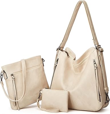 Ross sac à bandoulière en cuir pu pour femme, sac à dos de grande capacité, sac à dos de voyage et de loisirs multi-usage 3 pièces, beige, taille unique. Diaytar : Le discount intelligent pour consommateurs avisés