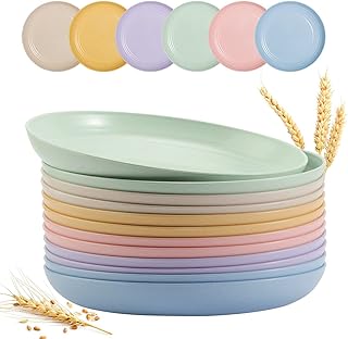 Assiettes profondes légères en paille de blé de 9 pouces, assiettes profondes réutilisables