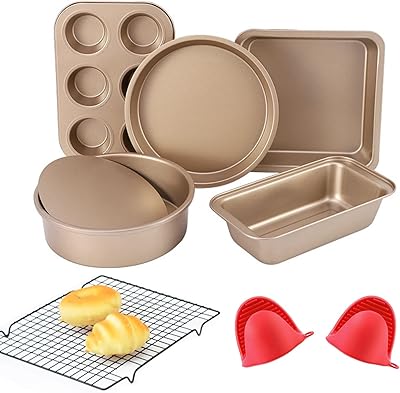 Ensemble de 7 ustensiles de cuisson antiadhésifs iso - plat à pizza, moules