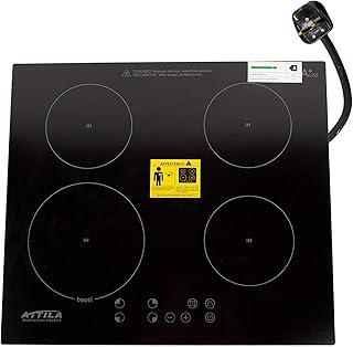Cuisinière électrique encastrable 4 zones plaque de cuisson 60 cm panneau en verre