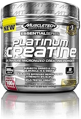 Poudre de créatine muscletech platinum 100 % de la série essential