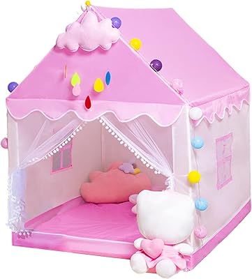 Tente de princesse zucng pour filles, tente de princesse sans odeur pour filles, tente de jeu intérieure, maison de jouets, maison de jeu château rose pour tout-petits. Diaytar : Votre partenaire e-commerce au quotidien