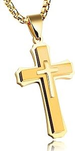 Collier croix classique pour hommes garçon argent noir or acier inoxydable croix crucifix pendentif bijoux religieux boîte cadeau chaîne 24,6 pouces, acier inoxydable, zircone cubique. Votre shopping simplifié de A à Z avec Diaytar
