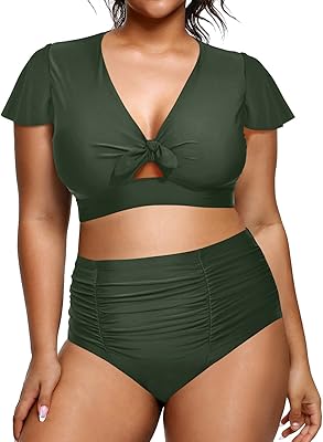 Ensemble bikini deux pièces pour femmes, grande taille, taille haute, contrôle du ventre
