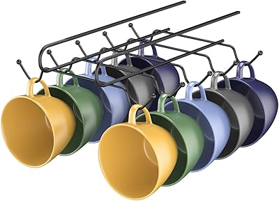 Porte-gobelet sous armoire, support suspendu pour tasses sans trou avec 10 crochets, organisateur