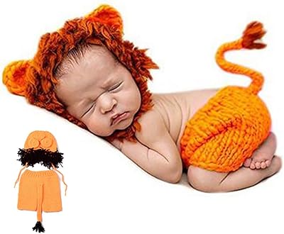 Costume de nouveau-né ap chat, bonnet et pantalon de nuit, costume tricoté au crochet au design amusant pour nourrissons (orange). Shopping en ligne au Sénégal ? Pensez Diaytar !