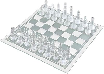Jeu d'échecs en cristal unique pour adultes échiquier lisse 32 pièces transparent