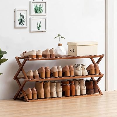 Étagère à chaussures en bambou rudason, étagère à chaussures multicouche pliable à installation