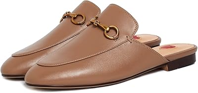 Sandales plates à enfiler en cuir à talons bas pour femmes de vertundi