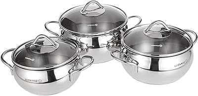 Batterie de cuisine tombek korkmaz en acier inoxydable, 6 pièces - multicolore