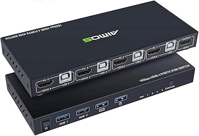 Boîtier de commutation kvm hdmi 4 ports, aimos hdmi 2.0 kvm prend