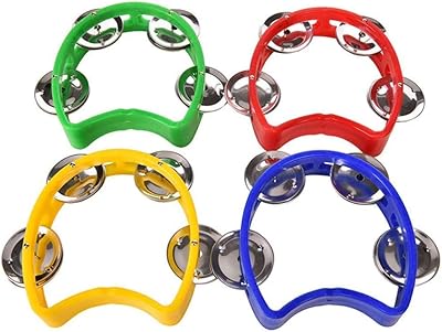 Ensemble de 4 tambourins à percussion en plastique delfino, ensemble de tambourins doubles