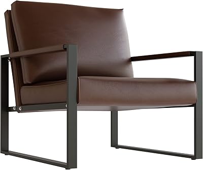 Fauteuil d'appoint moderne recaceik du milieu du siècle, canapé simple en cuir pu