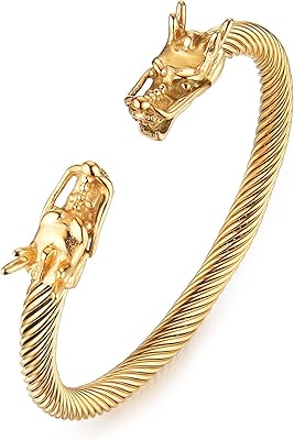 Goodrun bracelet dragon de luxe pour hommes, double tête réglable, en acier inoxydable