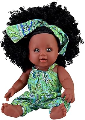 Siwitch 12" poupée bébé fille africaine noire avec de jolis vêtements africains, cheveux