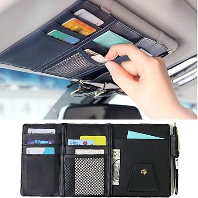 Organisateur de pare-soleil de voiture sac de rangement pour porte-lunettes avec fermeture éclair