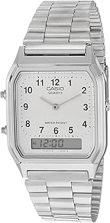 Montre à quartz casio pour homme, affichage analogique-numérique et bracelet en acier inoxydable