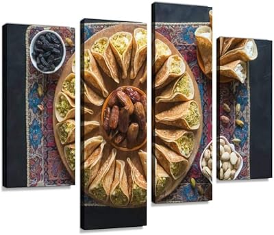 Impression d'art mural de tartes arabes farcies au fromage sucré, impression numérique abstraite