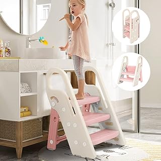 H-cosme tabouret pliant pour tout-petits tabouret réglable en 3 marches pour l'apprentissage