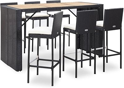 Ensemble de bar extérieur vedexcel 7 pièces avec coussins de mobilier de jardin