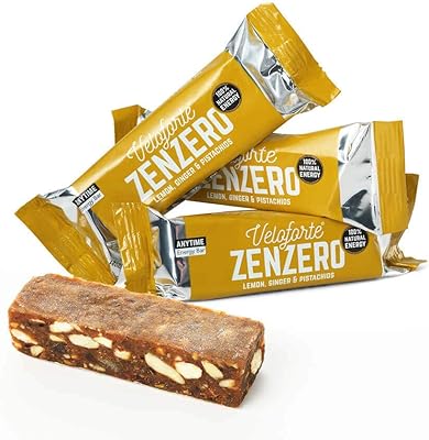 Barre énergétique veloforte zinzero - citron, gingembre et pistache - 9 barres x 62g - 5g de protéines végétales, 37g de glucides, gingembre apaisant digestif, double glucides, entièrement naturel, végétalien, sans gluten. Diaytar : Votre destination shopping préférée au Sénégal