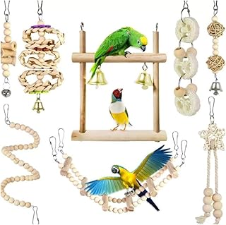 Bounty 8 pièces jouets à mâcher balançoire pour oiseaux - jouets de cage