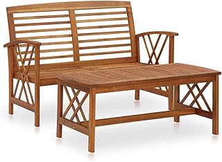 Ensemble 2 pièces en bois d'acacia massif vedaxl pour jardin, extérieur, terrasse, banc, table basse et thé. Diaytar Sénégal : Votre guichet unique pour tous vos achats