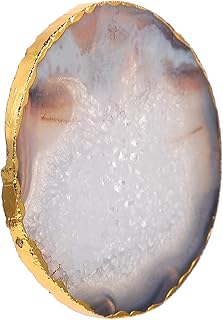 Dessous de verre en agate grise en pierre de géode naturelle vozeria, dessous