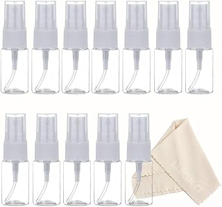 Bricolage artisanat flacon pulvérisateur vide en plastique transparent 10 ml (0,35 oz, moins de 1 oz) pour le nettoyage des huiles essentielles de voyage parfum + chiffon de nettoyage en microfibre. Diaytar : Votre partenaire e-commerce au quotidien