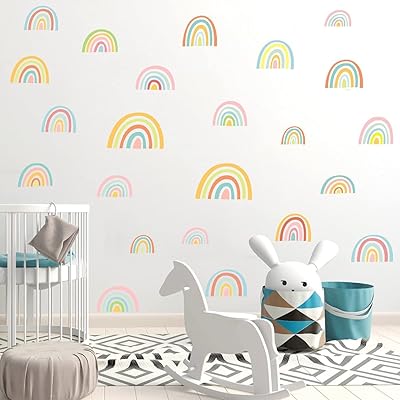 Iart top autocollant mural coloré arc-en-ciel, joli autocollant en vinyle amovible aquarelle