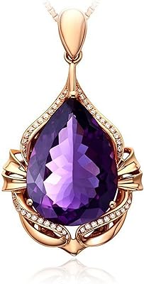 Collier élégant pendentif sirène améthyste, bijoux fins à la mode, or rose 18